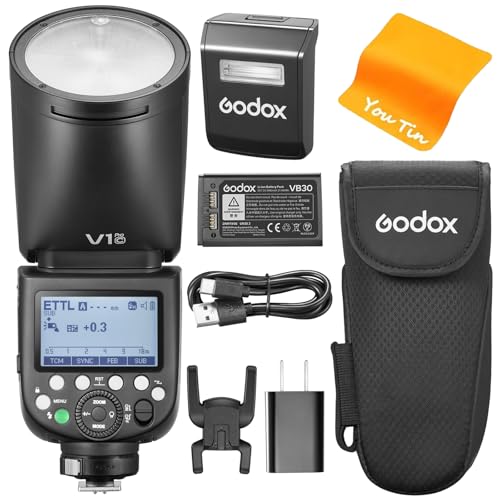 Godox V1 pro V1pro-C TTL-Kamerablitz für Canon, Godox V1-C Aufgerüstet, 2,4G HSS 1/8000s Li-Ion 76Ws Rundkopf-Blitzgerät von GODOX