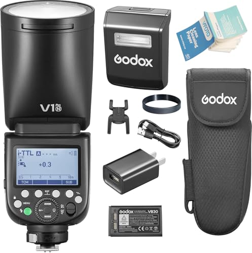 Godox V1PRO-N TTL Li-ion Rundem Kopf Blitz Innovativer Externer Blitz SU-1 LED Modellierung Lampe 76Ws HSS 1/8000s Eingebaute Lithium Batterie für Nikon Kamera von GODOX