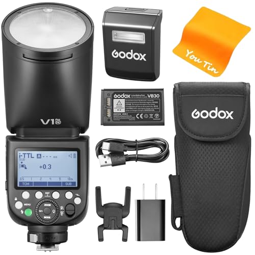 Godox V1Pro-N V1 Pro N TTL Kamerablitz für Nikon, Godox V1-N Aufgerüstet, 2,4G HSS 1/8000s Li-Ion 76Ws Rundkopf-Blitzgerät, Innovative Externe Blitz SU-1, V1Pro für Nikon Kameras von Godox