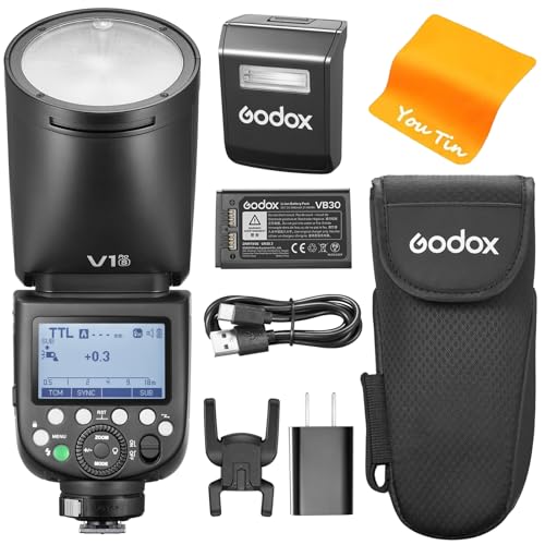 Godox V1Pro-S V1 Pro S TTL Kamerablitz für Sony, Godox V1-S Aufgerüstet, 2,4G HSS 1/8000s Li-Ion 76Ws Rundkopf-Blitzgerät, Innovative Externe Blitz SU-1, V1Pro für Sony Kameras von Godox