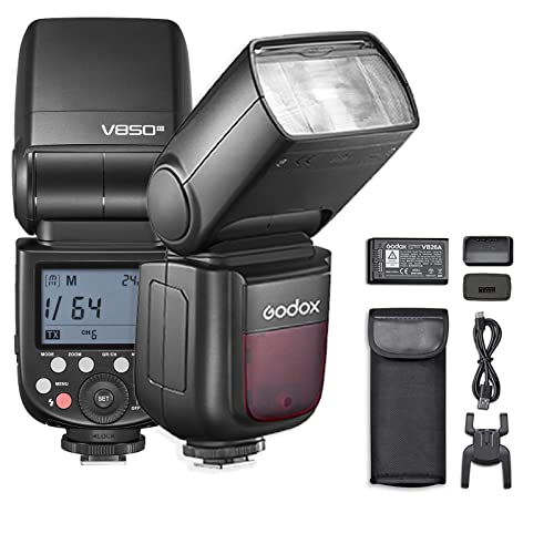 Godox V850III Kamerablitz Speedlite 76Ws, 2600mAh Lithiumbatterie, 1,5s Wiederaufladezeit, 2,4G X Wireless, 1/8000s HSS-Blitzgerät für Canon, Nikon, Sony-Kamera von GODOX