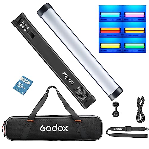 Godox WT40R Tauchgang Licht Einstellbarer RGB LED Videolichtstab CRI 96+ und TLCI 96+, Tube Light mit RGBW/CCT/Gel/HSI/FX-Modus, 1800k-10000K Smartphone APP Steuerung für Schießen, Live-Übertragung von GODOX