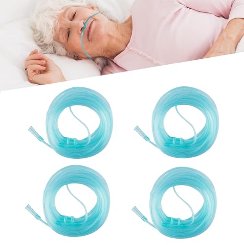 GOEDCH 4er-Pack Sauerstoffbrille Nasenbrille: Standardanschluss Bruchfeste Durchsichtige Silikon Sauerstoffschläuche mit freiem Anschluss, 5m O2-Schlauch für Atemtherapie und Inhalationsgeräte von GOEDCH