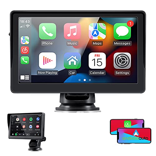 GOFORJUMP Kabelloses Carplay Android Auto, tragbar, Autobildschirm, Smart-Display, Stereo für 12 V, 24 V, Van, 7 Zoll, IPS-Touchscreen, Bluetooth 5.0, Spiegelverbindung von GOFORJUMP