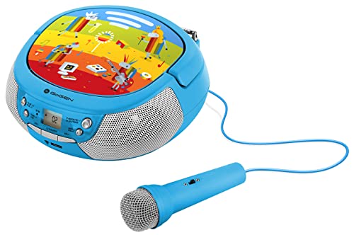 GOGEN Kinder CD Player I LCD Display I AUX I MP3 I Karaoke-Funktion I Tragbar I Batterie oder Netzteil I Kinder-Radio I Blau von GOGEN
