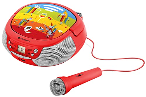 GOGEN Kinder CD Player I LCD Display I AUX I MP3 I Karaoke-Funktion I Tragbar I Batterie oder Netzteil I Kinder-Radio I Rot von GOGEN