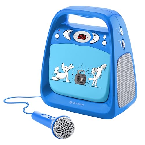 GOGEN Kinderkaraoke und CD Player I USB I MP3 I Mikrofon inklusive I Kopfhörerausgang I tragbar I Batterie oder Netzteil I Bluetooth I Hergestellt für Kinder I Blau GOGEN Kinderkaraoke und CD Player I USB I MP3 I Mikrofon inklusive I Kopfhörerausgang I tragbar I Batterie oder Netzteil I Bluetooth I Hergestellt für Kinder I Blau von GOGEN