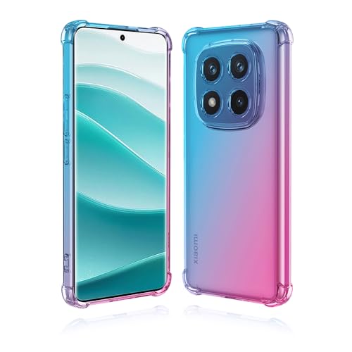 GOGME Farbverlauf Hülle für Xiaomi Redmi Note 14 Pro 5G / Poco X7 5G, Transparent Anti-Gelb Crystal Weiche Silikon Handyhülle, Soft TPU Schock-Absorption Schutzhülle (Blau/Rosa) von GOGME
