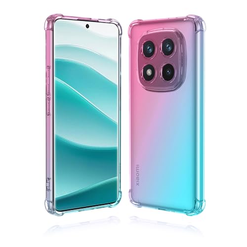 GOGME Farbverlauf Hülle für Xiaomi Redmi Note 14 Pro 5G / Poco X7 5G, Transparent Anti-Gelb Crystal Weiche Silikon Handyhülle, Soft TPU Schock-Absorption Schutzhülle (Pink/Grün) von GOGME
