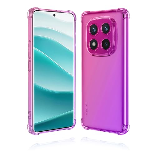 GOGME Farbverlauf Hülle für Xiaomi Redmi Note 14 Pro 5G / Poco X7 5G, Transparent Anti-Gelb Crystal Weiche Silikon Handyhülle, Soft TPU Schock-Absorption Schutzhülle (Pink/Lila) von GOGME