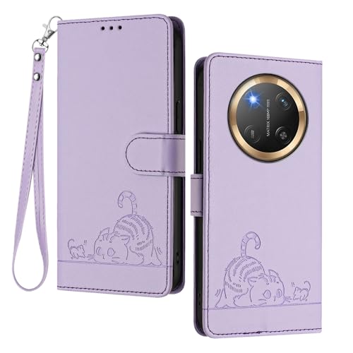 GOGME Hülle für Huawei Honor Magic 7 Lite / Magic7 Lite - Süße Katze Geprägtes Leder Wallet Stoßfest Handyhülle Schutzhülle mit Kartenfächern/RFID Blockierung/Standfunktion, Lila GOGME Hülle für Huawei Honor Magic 7 Lite / Magic7 Lite - Süße Katze Geprägtes Leder Wallet Stoßfest Handyhülle Schutzhülle mit Kartenfächern/RFID Blockierung/Standfunktion, Lila von GOGME