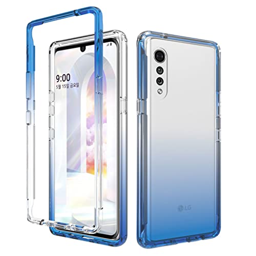 GOGME Hülle für LG Velvet 5G/4G, [Fallschutz, rutschfest] 360-Grad-Ganzkörper Handyhülle Farbverlauf Ultradünne TPU Transparent Silikon Schutzhülle Stoßfeste Cover Case, Blau von GOGME