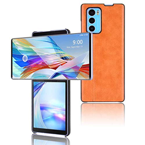 GOGME Hülle für LG Wing 5G Hülle, Ultra-Slim Silikon Handyhülle Leder-Look Retro Schutzhülle, Stoßfeste Handy-Tasche für LG Wing 5G, Gelb von GOGME