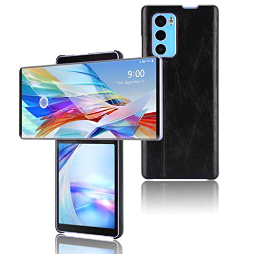 GOGME Hülle für LG Wing 5G Hülle, Ultra-Slim Silikon Handyhülle Leder-Look Retro Schutzhülle, Stoßfeste Handy-Tasche für LG Wing 5G, Schwarz von GOGME