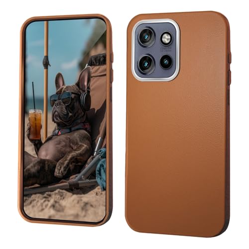GOGME Hülle für Motorola Moto Edge 50 Neo Handyhülle [Kamerarahmenschutz] + Textur aus Kunstleder Schutzhülle/rutschfest Case mit Ultradünnem Design - Orange von GOGME