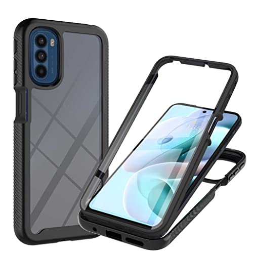 GOGME Hülle für Motorola Moto G31 / Moto G41, [Eingebautem Displayschutz] Ganzkörper Handyhülle Gegen Stöße Transparent Schutzhülle Cover, Ultra-dünne Stylische Harter PC Silikon Case, Schwarz von GOGME