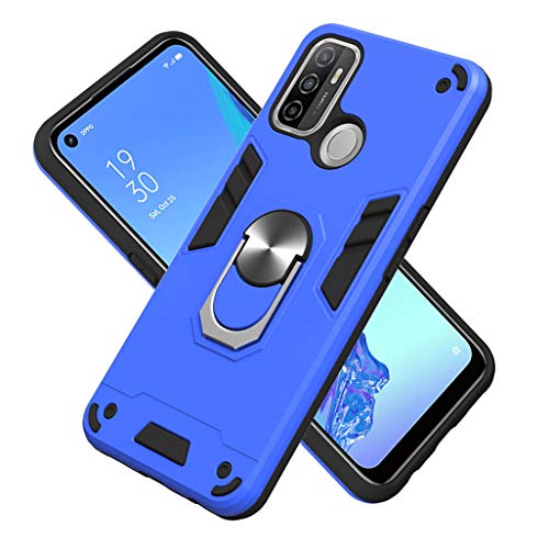 GOGME Hülle für Oppo A53s / Oppo A53 Hülle, 360 Grad Ring Halter Handy Hüllen TPU Cover Bumper Case Schutzhülle, Handyhülle Doppelschicht Stoßfest Schlank Ganzkörperschutz, Blau von GOGME