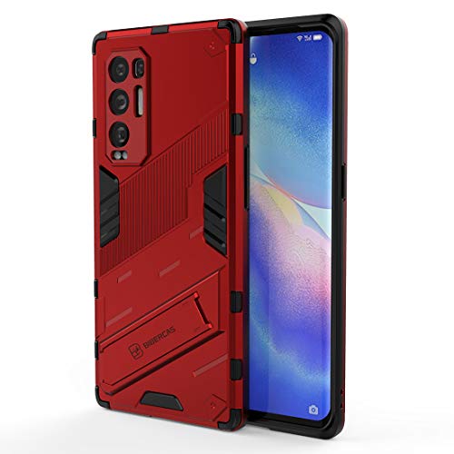 GOGME Hülle für Oppo Find X3 Neo, Hybrid Rugged Armor Schutzhülle, Handyhülle mit Anti-Scratch PC Rückwand + Stoßfeste TPU Interne + Faltbarer Halterungen. Rot von GOGME