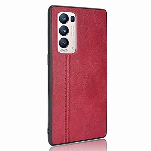 GOGME Hülle für Oppo Find X3 Neo Hülle, Ultra-Slim Silikon Handyhülle Leder-Look Retro Schutzhülle, Stoßfeste Handy-Tasche für Oppo Find X3 Neo, Rot von GOGME