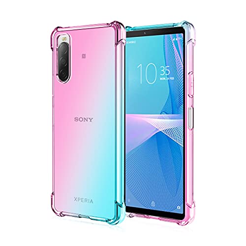 GOGME Hülle für Sony Xperia 10 IV, Farbverlauf-TPU Handyhülle, [Ecken Verstärken] Weiche Transparent Silikon Soft TPU Case Schock-Absorption Schutzhülle (Pink/Grün) von GOGME