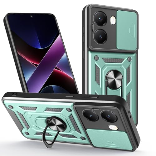 GOGME Hülle für Xiaomi Poco X7 Pro 5G, TPU im Inneren + Anti-Scratch PC, Handyhülle Schutzhülle mit Ringhalter und Verschiebbare Kameraabdeckung - Grün GOGME Hülle für Xiaomi Poco X7 Pro 5G, TPU im Inneren + Anti-Scratch PC, Handyhülle Schutzhülle mit Ringhalter und Verschiebbare Kameraabdeckung - Grün von GOGME