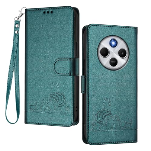 GOGME Hülle für Xiaomi Redmi 14C / Poco C75 - Süße Katze Geprägtes Leder Wallet Stoßfest Handyhülle Schutzhülle mit Kartenfächern/RFID Blockierung/Standfunktion, Dunkelgrün GOGME Hülle für Xiaomi Redmi 14C / Poco C75 - Süße Katze Geprägtes Leder Wallet Stoßfest Handyhülle Schutzhülle mit Kartenfächern/RFID Blockierung/Standfunktion, Dunkelgrün von GOGME