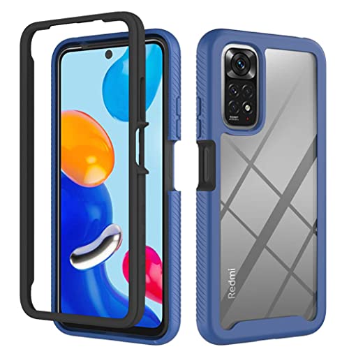 GOGME Hülle für Xiaomi Redmi Note 11S/Redmi Note 11 4G, [Fallschutz, rutschfest] Ganzkörper Handyhülle Gegen Stöße Transparent Schutzhülle, Ultra-dünne Stylische Harter PC Silikon Case, Blau von GOGME