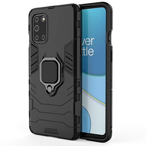 GOGME Hülle kompatibel für OnePlus 8T, Handyhülle mit 360 Grad Finger-Halter Kickstand für magnetische KFZ-Halterung, Dual Layer Silica TPU + Harter PC Schutzhülle Cover. Schwarz von GOGME