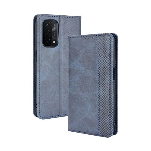 GOGME Leder Hülle für Oppo A74 5G | A54 5G Hülle, Premium PU/TPU Leder Folio Hülle Schutzhülle Handyhülle, Flip Case Klapphülle Lederhülle mit Standfunktion & Kartensteckplätzen, Blau von GOGME