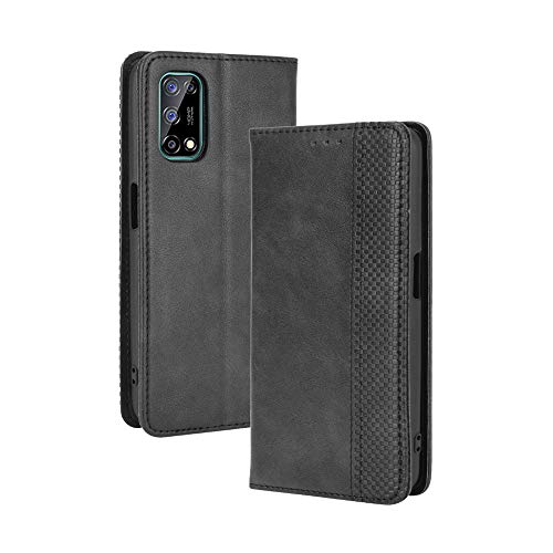 GOGME Leder Hülle für Realme 7 5G (Not for 4G Version) Hülle, Premium PU/TPU Leder Folio Hülle Schutzhülle Handyhülle, Flip Case Klapphülle Lederhülle mit Standfunktion & Kartensteckplätzen, Schwarz von GOGME