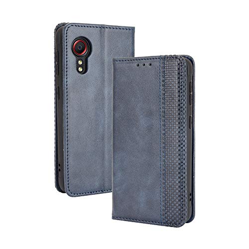 GOGME Leder Hülle für Samsung Galaxy Xcover 5 Hülle, Premium PU/TPU Leder Folio Hülle Schutzhülle Handyhülle, Flip Case Klapphülle Lederhülle mit Standfunktion & Kartensteckplätzen, Blau von GOGME