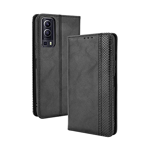 GOGME Leder Hülle für VIVO Y72 5G Hülle, Premium PU/TPU Leder Folio Hülle Schutzhülle Handyhülle, Flip Case Klapphülle Lederhülle mit Standfunktion & Kartensteckplätzen, Schwarz von GOGME