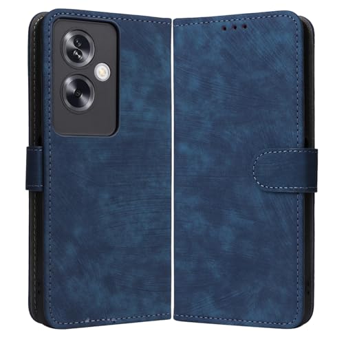 GOGME Leder Wallet Hülle für Oppo A79 5G, Schutzhülle mit Kartenfächern, Stoßfester Handyhülle und RFID-Schutz - Blau von GOGME