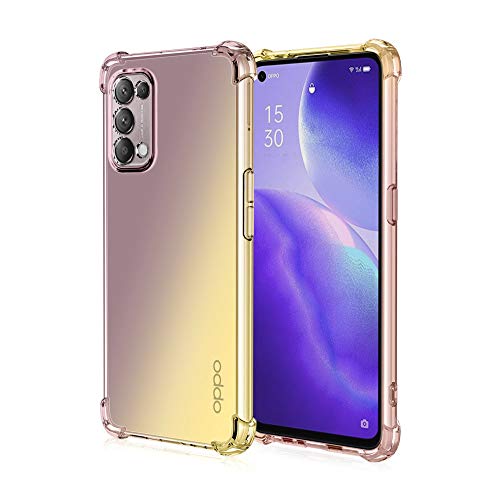 GOGME Schutzhülle für Oppo Find X3 Lite, Schutzhülle aus Farbverlauf, TPU, verstärkte Ecken, transparent, stoßfest, weich, TPU, Silikon, Bumper (Schwarz/Gold) von GOGME