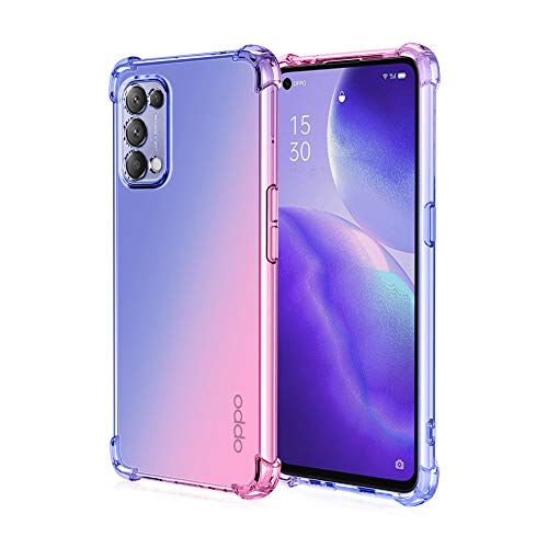 GOGME Schutzhülle für Oppo Find X3 Lite, Schutzhülle aus Farbverlauf, TPU, verstärkte Ecken, transparent, stoßfest, weich, TPU, Silikon, Bumper (blau/rosa) von GOGME