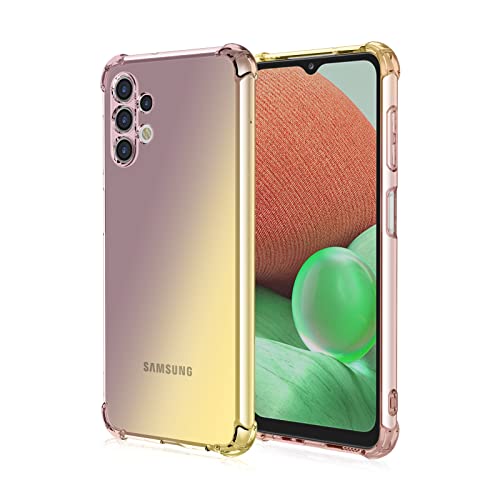 GOGME Schutzhülle für Samsung Galaxy A13 4G, Schutzhülle aus Farbverlauf, TPU, verstärkte Ecken, transparent, stoßfest, weich, Silikon, Bumper (Schwarz/Gold) von GOGME