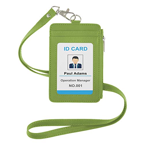 Ausweishüllen PU Leder ID Kartenhalter mit Reißverschluss und abnehmbarem Umhängeband 3 Kartenfächer & 1 Bargeldfach von GOGO
