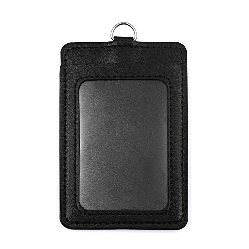 Gogo Vertikal Horizontal beidseitigen PU Leder ID Card Badge Holder mit ID Fenster 10er-Pack vertical black von GOGO