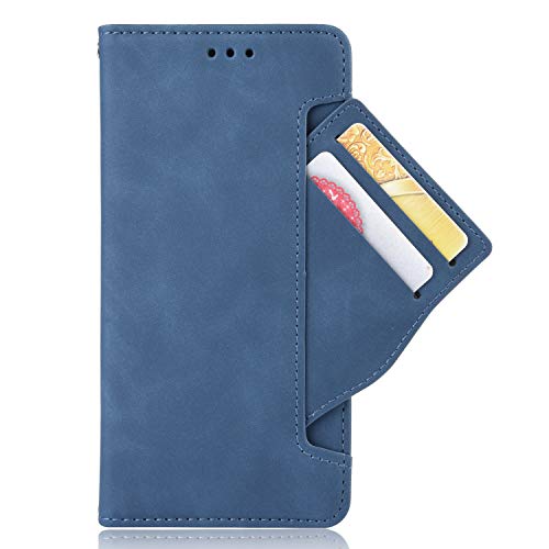 GOGODOG Kompatibel mit LG G8X ThinQ Hülle Flip Cover Ultra Slim Leder Bumper Retro Magnetic Sticker Wallet mit Standfunktion Independent Card Package (Blau) von GOGODOG