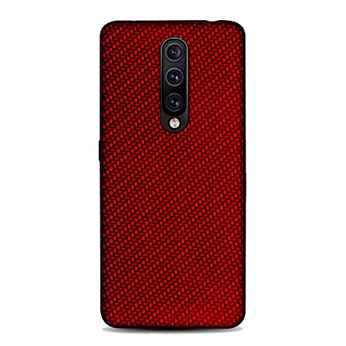 GOGODOG Kompatibel mit OnePlus 7 Pro Hülle Cases Cover Vollständige Abdeckung Ultra dünn Matte Anti-Rutsch Kratzen Beständig Mode Kohlefaser Softshell (rot) von GOGODOG