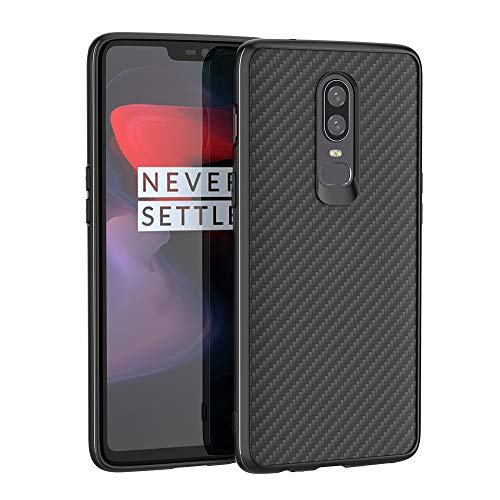 GOGODOG OnePlus 6 Carbonfaser-Schutzhülle, ultradünn, matt, rutschfest, Kratzfest, Carbonfaser, volle Abdeckung (Kohlefaser-Kornung) von GOGODOG