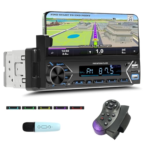 GOHHDL 1 Din Autoradio Bluetooth mit Handyhalterung, Auto MP3 Player mit Bluetooth Freisprecheinrichtung FM Radio USB/TF/Aux SWC, Auto Radio mit 7 Farben Licht Einstellbar+MIC GOHHDL 1 Din Autoradio Bluetooth mit Handyhalterung, Auto MP3 Player mit Bluetooth Freisprecheinrichtung FM Radio USB/TF/Aux SWC, Auto Radio mit 7 Farben Licht Einstellbar+MIC von GOHHDL