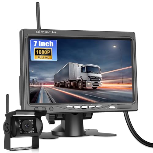 GOHHDL Rückfahrkamera Kabellos, 7 Zoll HD Monitor IP68 Wasserdicht Nachtsicht Rückfahrkamera, Kamera für Camping Auto Wohnwagen LKW Anhänger Anhänger T5, BSD, 12 V-36 V GOHHDL Rückfahrkamera Kabellos, 7 Zoll HD Monitor IP68 Wasserdicht Nachtsicht Rückfahrkamera, Kamera für Camping Auto Wohnwagen LKW Anhänger Anhänger T5, BSD, 12 V-36 V von GOHHDL