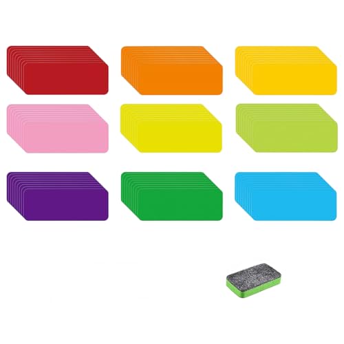 81 Stück Magnetstreifen Beschreibbar, 9 Farben Magnetische Etiketten, Wiederverwendbare Magnetische Trocken Abwischbare Etiketten, 80MM × 30MM von GOIEHIR