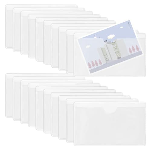GOIYZTTR 40 Stück Etikettenhalter Selbstklebend, 10x 6cm Transparent Beschriftungsfenster Selbstklebend Wasserfest und Oben Offen für Zuhause Büro Schule von GOIYZTTR