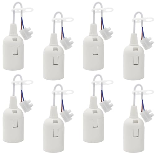 GOIYZTTR 8 Stück E27 Lampenfassung mit Kabel Weiß E27 Glühbirnen Fassung 4A 250V Renovierfassung Geeignet für Bauarbeiten Glühbirnen Fassung GOIYZTTR 8 Stück E27 Lampenfassung mit Kabel Weiß E27 Glühbirnen Fassung 4A 250V Renovierfassung Geeignet für Bauarbeiten Glühbirnen Fassung von GOIYZTTR
