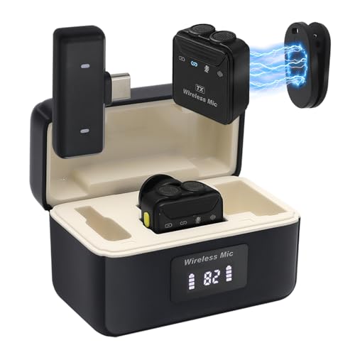 GOIYZTTR Kabelloses Lavalier Microphone Dual Funkmikrofon Mini Kompatibel Android & iOS Plug and Play Ansteckmikrofon for Live-Streaming, Videoaufnahmen, Interviews, YouTube, Tik Tok, Vlog von GOIYZTTR