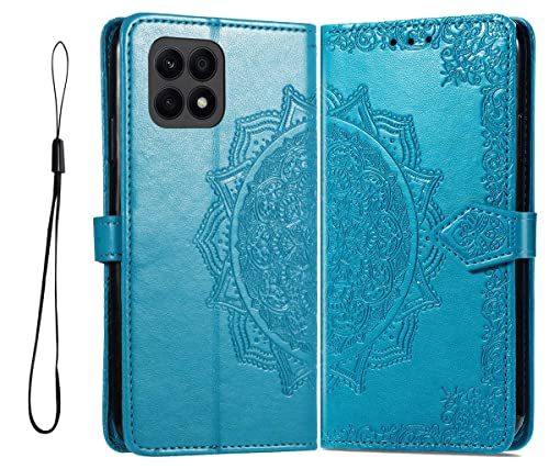 GOKEN Hülle für Honor X8a, Schutzhülle Case Cover TPU/PU Leder Flip Brieftasche Handytasche mit Kartenfächer & Standfunktion & Muster, Klapp Handyhülle, Blau von GOKEN