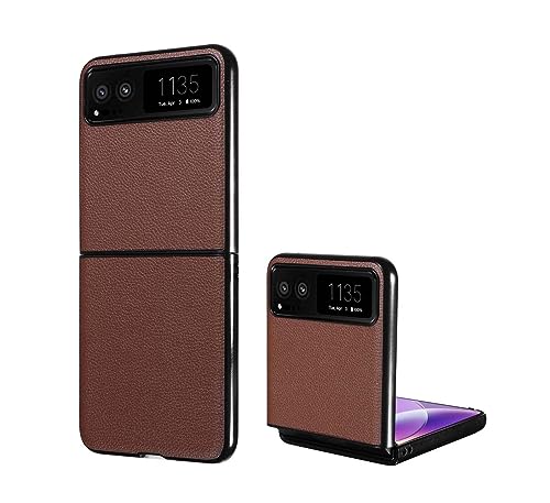 GOKEN Hülle für Motorola Razr 40, Handyhülle aus Silikon und PU-Leder, Schutzhülle (Cover Case) mit Bumper Funktion,Braun von GOKEN