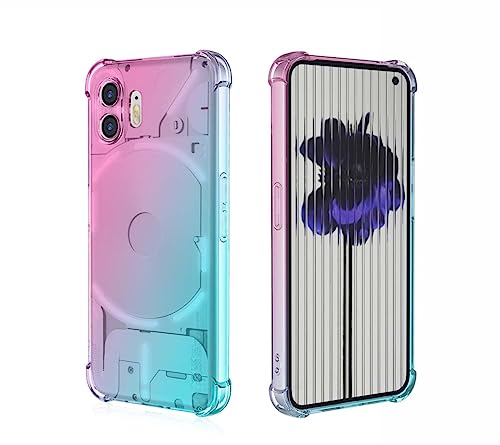 GOKEN Hülle für Nothing Phone 2, Schutzhülle TPU Silikon Handyhülle mit Farbverlauf Design, Transparent Stoßfest Bumper Case Soft Flex Cover, Pink/Grün von GOKEN